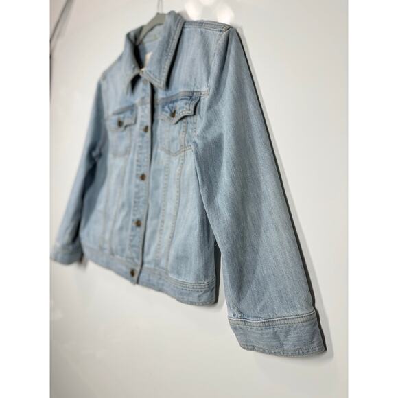 Ralph Lauren Distressed Denim Jean Jacket Short Preppy Casual Women's Size Large - Picture 8 of 11